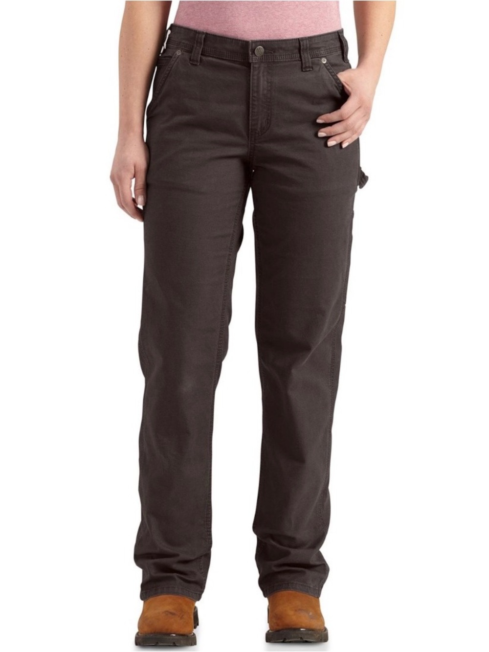 Carhartt Brown Rugged Flex Loose Fit Canvas Work Pant Womens Small
